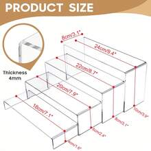 4Pcs Acrylic Clear Display Shelves Perspex Stands Risers Shelf Retail Shop - Clear - View 4