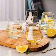 Juego de 1/2 vasos de lujo de colores, estilo nórdico, de vidrio de colores mixtos con borde dorado, vaso de agua, jugo, té, leche y café transparente hexagonal y creativo, regalo