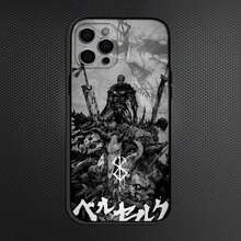 Funda de Teléfono Clásica Anime  Guts Compatible con  16,15,14,13,12,11 Plus, Pro Max, Funda Negra de Silicona Suave, Funda Compatible con  17,  17 Pro,  17 Pro Max - z2 - Ver 5