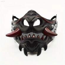 1 Piece  Demon Mask Samurai Assassin Role Playing Carnival Horror Prajna Evil Mask Role Playing Halloween Party Gift Mask - Dark Gray - View 1
