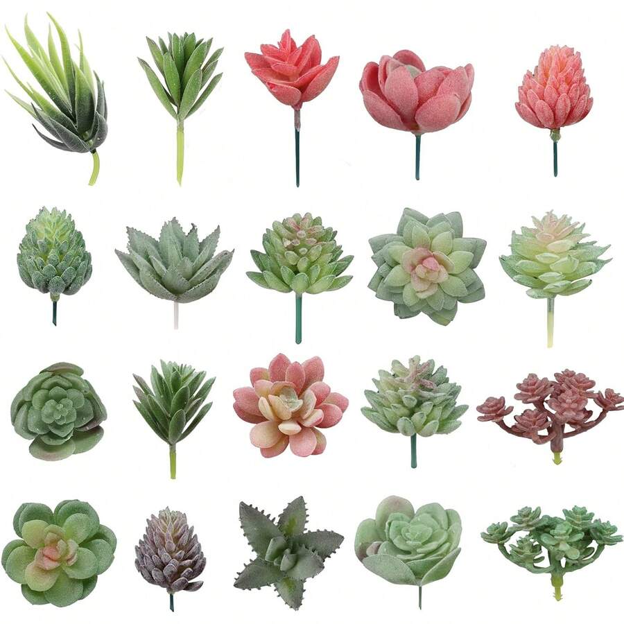 Suculentas Artificiales,Decoración de Plantas Falsas de Sin Macetas,Surtidas Mini Plantas Suculentas para Bricolaje,Lavabl y No te Desvanezcas,Decoración de la Oficina,el Hogar,Jardín,Mesa mini plantas decorativas perfectas para combinarlas con luces navideñas adornos Christmas para mesas de comedor escritorios baños y regalos de temporada - Mini Plantas Suculentas - Ver 1