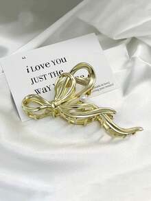 1pc Luxury Metallic Hair Clip - Oversized Gold & Silver Metal Claw Clip For Thick Hair, Women's Elegant Back-Of-Head Hair Accessory Fall Winter Hair Accessories For Women Bows For Vacation Outfits Woman Fashion Hair Clutch