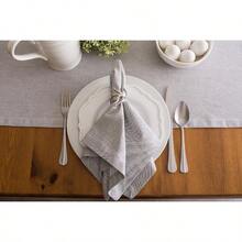 DII Chambray Kitchen Tabletop Collection Gray 14x72 Table Runner - Grey - View 6