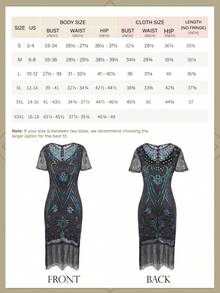1920s Plus Size Flapper Dress Vintage Fringed Gatsby Sequin Beaded Tassels Gatsby Dress Party Prom Cocktail Dress - Nhiều màu - Xem 6