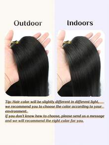 1pc Best-Selling Straight Hair Extension! Heat-Resistant Straight Sew-In Hair Extension, #1B Matte Color, 12-28 Inches, Hand-Woven, Suitable For Women DIY Hairstyles - Black - View 13