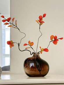 Vase en verre vintage pour la décoration de la maison - Vase à fleurs moderne de style milieu de siècle, centre de table rétro de luxe pour le salon, cadeau de pendaison de crémaillère