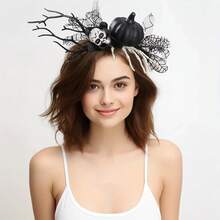 1 Halloween Witch Headband - Gothic Decoration Accessories, Hanging Skeletons And Spider Web Design - Anti-Slip Headband, Suitable For Halloween Costume, Role Playing, Theme Party - Easy Hair Accessories, Halloween Costume, Cosplay Props, Exquisite Details, Horror Ambient, Cosplayer Must-Have