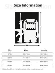 Vintage Domo Kun AK47 Cozy Flannel Thick Warm Blanket, Double Sided Throw Blanket Fluffy Soft Fuzzy Thick Blanket For Couch, Bed And Gifts(Black, 60" X 80") - 黑色 - 查看 3