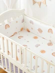 1 件婴儿床保险杠软垫护栏，婴儿床衬垫，新生儿卡通印花软垫床围栏，儿童防撞杆，防坠落护栏 - 橘色 - 查看 4