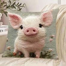 2pcs Cute Pig Plush Pillow Covers, Made Of Soft Plush Fabric, Home Decor For Sofa, Bedroom, Living Room, Patio