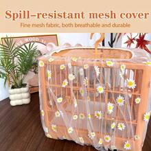 1pc/ Parrot Birdcage Splash-Proof Net, Birdcage Gauze Cover, Transparent Net For Preventing Flying Feathers, Square Small Daisy Net Cover, Anti-Spillage Cage Cover, Suitable For Square And Round Cages