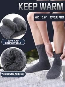 5 pares de calcetines gruesos y cálidos forrados de polar - Regalo de Navidad cómodo y suave para papá, adecuado para clima frío, calcetines largos, invierno, calcetines negros, calcetines cálidos, calcetines gruesos casuales que absorben la humedad y cómodos, otoño/invierno, de larga duración