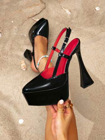 女士高跟透明装饰尖头派对高跟穆勒鞋，性感，适合户外穿着和模特表演