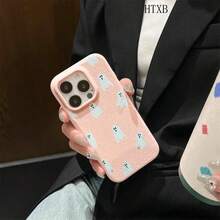 Small Ghost Phone With A Lychee Texture Design Is Compatible With 16 Pro, 16, 15 Pro, 14, 14 Plus, 13, 13 Pro, 12 Pro, And 12 Pro Models, It Makes A Birthday Present That Is Durable And Resistant To Fingerprints Phone - Yellow - View 6