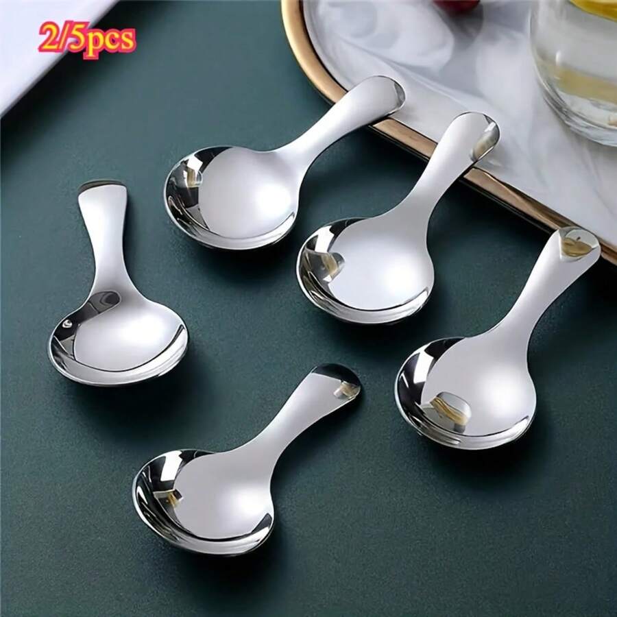 2/5 pièces Cuillères à mesurer à manche court - Mini cuillères rondes pour poudre de protéines, cuisson et café, set de cuillères lavables au lave-vaisselle