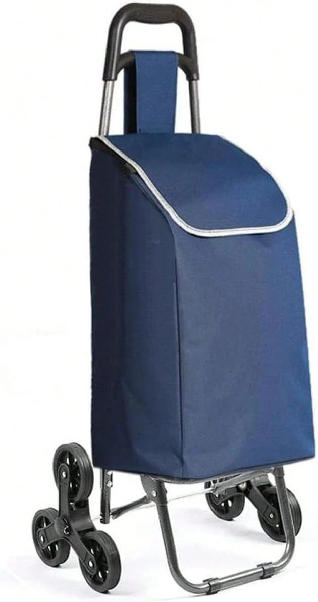 COSHANO Carro de la Compra Plegable con 6 Ruedas para Subir Escaleras, Carrito del Mercado, Bolsa Impermeable de 42L litros (Azul) - Azul - Ver 1