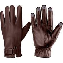 Guantes de Conducción para Hombre con Pantalla Táctil Impermeables - Marrón - Ver 1