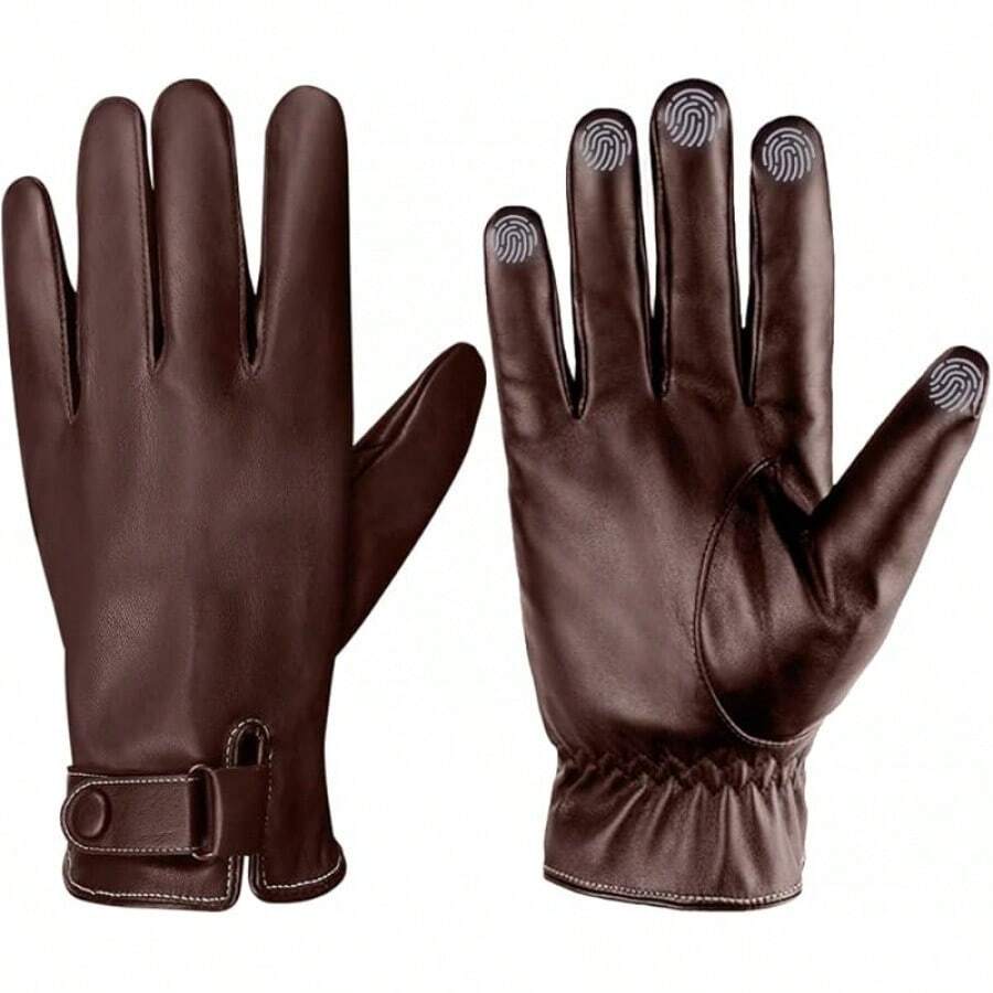 Guantes de Conducción para Hombre con Pantalla Táctil Impermeables - Marrón - Ver 1