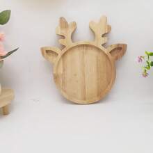 1PC Cute Deer Shaped Wooden Serving Tray, Nordic Style Fruit Nut Plate For Home Kitchen Party, Cross - Border Tableware