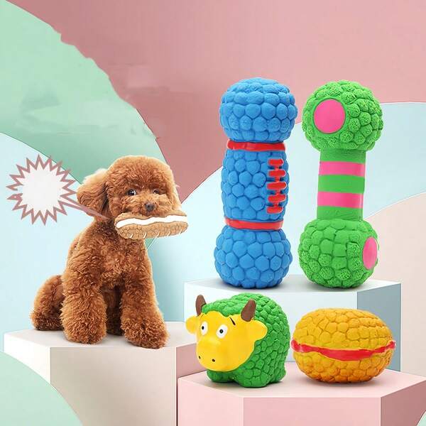 1 Peça de Brinquedo de Cachorro em Látex com Formato de Macaron, Pão, Hambúrguer e Outras Bolas com Som de Mordida, Brinquedo de Cachorro em Formato de Hambúrguer, Brinquedo de Látex para Cachorro Resistente a Mordidas e Desgaste, Som Adequado para Cachorros e Outros Brinquedos Diários, Brinquedos e Suprimentos para Animais de Estimação