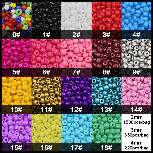 2mm 18g Glass Solid Color Enameled Rice Beads, Handmade DIY Beaded Bracelet Jewelry Accessories, Clothing Supplies, Cross Stitch Craft Materials