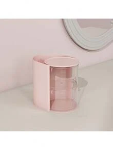 Caja de almacenamiento giratoria de varios niveles, estantería de almacenamiento para mesa, tocador, soporte para lápiz de cejas, soporte para bolígrafos, compacto de polvo, caja de cajones, pasador de pelo, caja de almacenamiento para diademas, caja de exhibición a prueba de polvo, peine, gafas, cepillo, lápiz, caja de pelo de plástico simple y práctica. - Multicolor - Ver 5