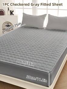 1pc Fitted Sheet, Bedding, Bed Sheet, Waterproof  Fitted Sheet, Skin-Friendly Mattress Cover, Soft And Comfortable Bedding For Bedroom, Room Decor, Halloween Decor, Christmas Decoration, 11.8 Inch Deep Pocket Cooling Breathable Quilted Fitted Sheet For All Seasons, For Single, Twin, Full, Queen And King Size, Solid Color Mattress Protective Cover, Dustproof, Comfortable And Machine Washable - 彩色 - 查看 32
