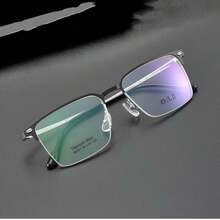 Monture de lunettes carrée en titane pur ultra-légère, lunettes unisexes rétro à demi-monture en titane de couleur unie, pour toutes les saisons