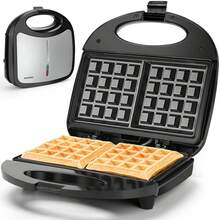 1pc 750W Waffle Maker, Makes 2 Crispy Waffles, Non-Stick Coated Plates, Temperature Control, Locking Clip, Cool-Touch Handle, Upright Storage, Compact Design Ideal For Small Kitchens - EU F Type Plug(220-240V) - View 10