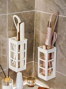 1/2 Minimalist Curling Iron Storage Rack, Comb Holder, Bathroom Wall Mount, Non-Hole Storage, Adhesive Backing, Makeup Organizer, Travel, Room Decor, Travel Essentials, Dressing Table Accessories, Bedroom Decor, Travel, Dressing Table Accessories