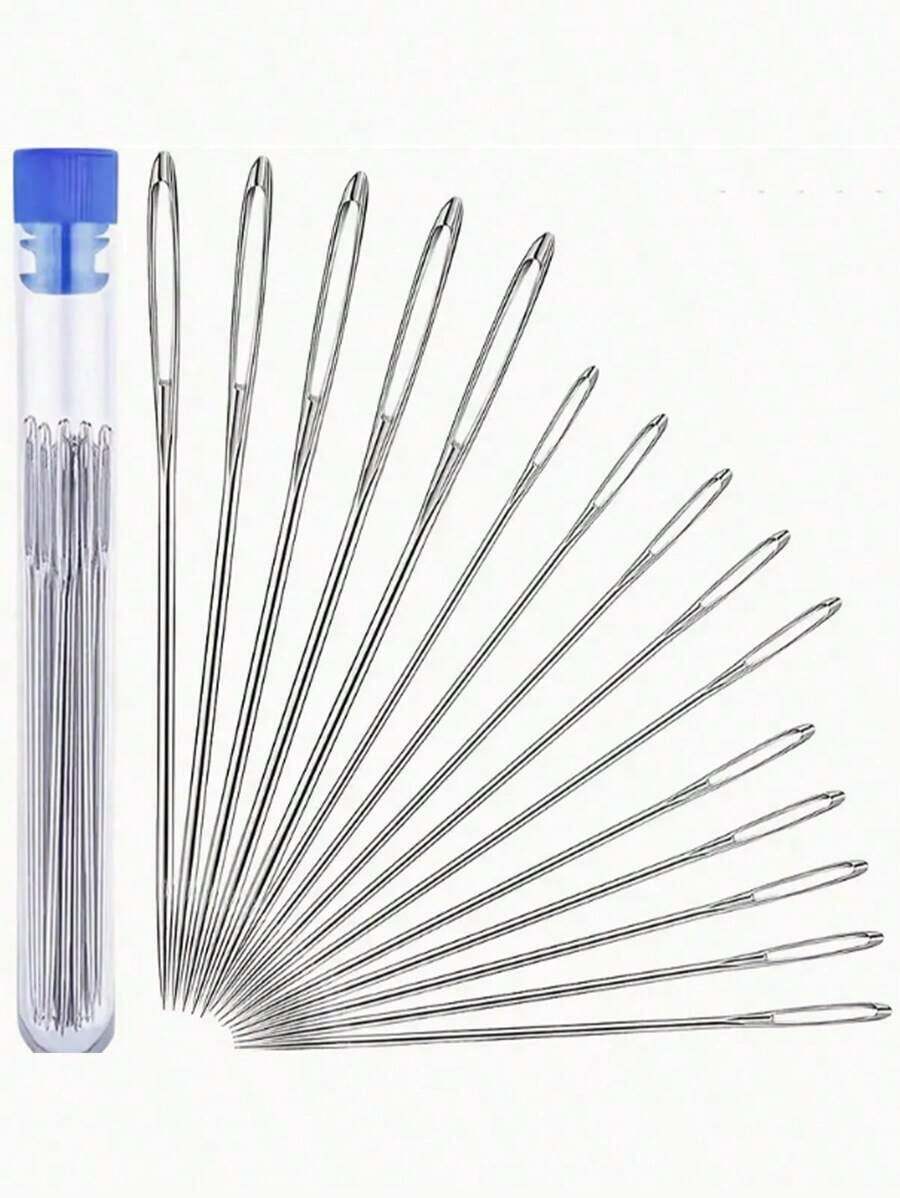 Big Eye Needle Bottle Set Of 18 Pieces, New Home Hand Sewing Needles, Hand Sewing Needles - Bạc - Xem 1