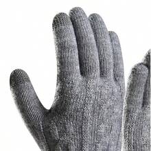 1 Pair Men's Black Thickened Touchscreen Gloves With Thermal Lining, Warm Full Finger Knitted Gloves For Cold Weather, Casual Minimalist Style Suitable For Party, Dining, Driving And Daily Use Snow Gloves