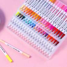 120pcs Double-Ended Markers, Watercolor Markers, Calligraphy Brushes, Suitable For Adult Coloring, Handwriting, Planning, Journaling, Calligraphy, Painting, Crafting And Back To School Supplies