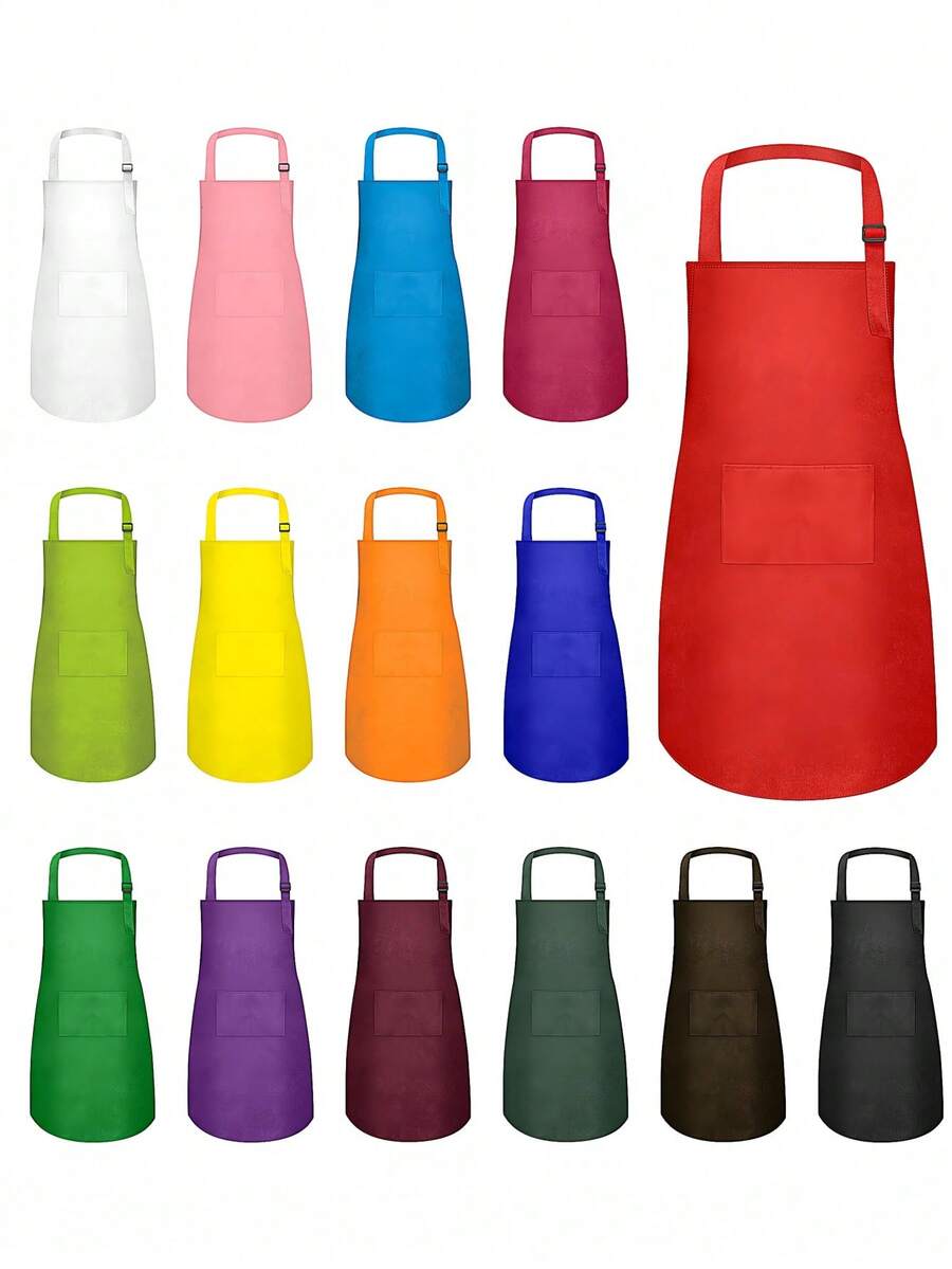 8/12/15/20pcs Adjustable Kids Aprons With 2 Pockets - Suitable For Kitchen, Classroom, Community Events, Parties, Arts And Crafts Painting Activities - Multicolor - View 1