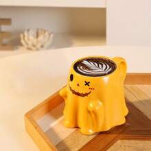1pc 400ml Funny Embossed Elf Ceramic Coffee Mug, Cute Halloween Ghost Mug, "Trick Or Treat" Suitable For Gathering Or Gift To Friends