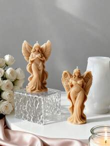 1 pieza Molde de vela de pasillo de diosa navideña, resistente al calor, flexible y fácil de limpiar, adecuado para velas aromáticas DIY, piedras difusoras de yeso, moldeado de resina y talla grande, multiusos, adecuado para decoración navideña, meditación y decoración del hogar