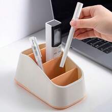Multi‑Compartment Desktop Storage Box, Cosmetic & Remote Control & Key Organizer, Plastic Multi‑Functional Storage Basket For Vanity Desk Home Decor - Multicolor - View 3