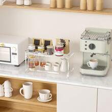 2-stufiges Küchenregal aus Acryl für Kaffeestation, Kaffee-Bar Zubehör zum Aufstellen von Tassen, Bohnen, Sirup, Rührern