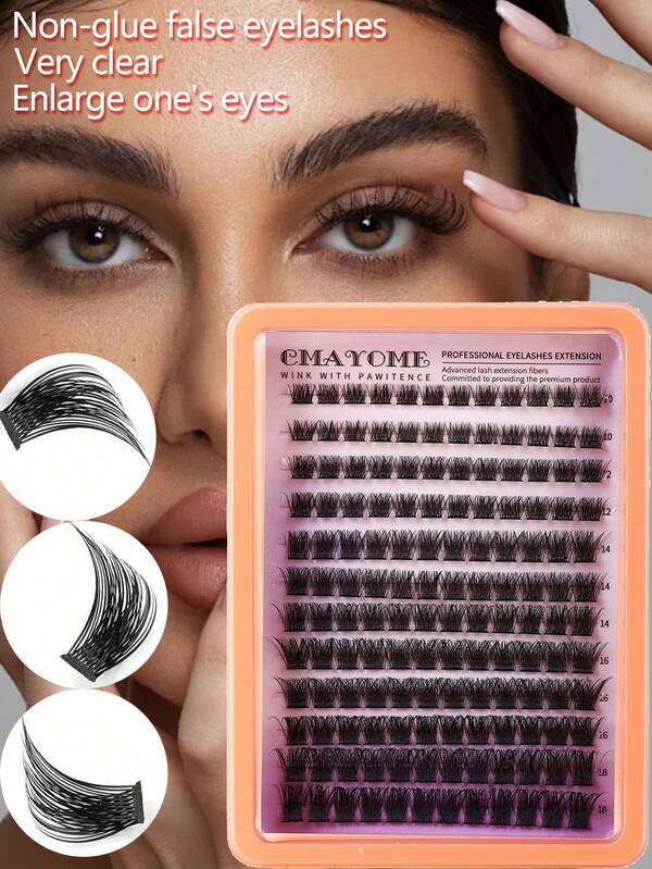 144 قطعة من رموش مستعارة مجزأة DIY للعيون الكبيرة، سميكة، مطعمة، طبيعية، رفيعة وناعمة للاستخدام اليومي