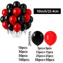 10/30/50/100入 黑紅乳膠氣球組，時尚簡約風，5/10英吋婚禮氣球，適用DIY生日、婚禮、派對、裝飾、性別揭曉、夏威夷主題派對、泳池派對、單身女郎派對、聖誕節、情人節及戶外攝影 - 黑紅色 - 查看 17