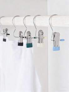 20 Pieces /10 Pieces /1 Pieces Simple Stainless Steel Hook Clip, Multi-Functional Single Hook Clip, Suitable For Pants, Skirts, Dry Windproof Hook Clip, Home Space Saving Organizer, Suitable For Bedroom, Wardrobe, Wardrobe, Home, Dormitory - Multicolor - View 5