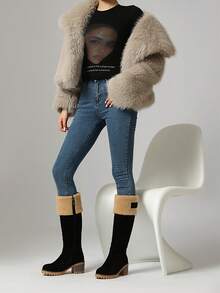 Nuevas botas de media pantorrilla de moda para mujer, botas cortas versátiles y casuales, zapatos negros