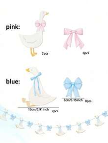 1/2 chiếc Biểu ngữ sinh nhật hình con ngỗng ngốc nghếch có nơ Trang trí tiệc hình con ngỗng ngốc nghếch cho tiệc sinh nhật động vật trang trại, trang trí tiết lộ giới tính - Nhiều màu - Xem 2