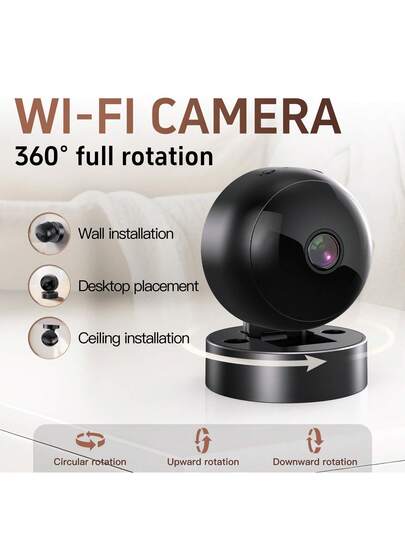Mini WiFi Surveillance Camera,360° Rotation, Night Vision, Motion Detection, Wireless Indoor Baby Monitor, Built In Battery view 2