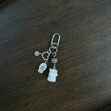 New Design Kawaii Beaded Sea Otter Flocked Phone Lanyard, Phone Charm, Phone Accessory, Bag Charm, Keychain Pendant - Black and White - View 22