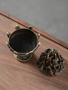 1 pieza Quemador de incienso vertical mini de aleación hueco, soporte de incienso portátil, ornamento de sobremesa, quemador de aromaterapia para el hogar, decoración de escritorio