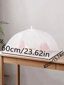 1pc White Foldable Mesh Food Cover Net For Dining Table, Anti-fly Dustproof Kitchen Outdoor Picnic Dish Cloche
