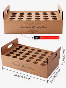 1PC Cones Holder, White & Kraft Confetti Cone Stand Trays 30 Holes, Flower Petal Cone Holder Support For Wedding Party Gifts Birthday Graduation Birthday Decorations Party Decorations Bachelorette Summer Beach Back To School School Supplies Room Decor - Khaki - View 7