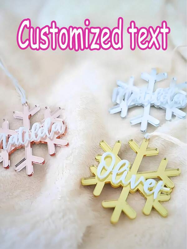 1 pieza Adorno personalizado de árbol de Navidad de acrílico - Diseño de alto contraste Elegante copo de nieve de marca, Efecto espejo/Selección multicolor, Decoración navideña/festiva con regalos únicos, Embellecimiento del árbol de Navidad