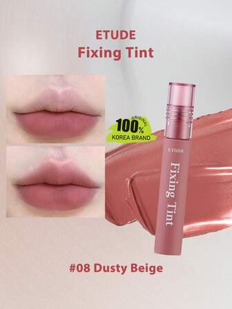 ETUDE Fixing Tint 08 Dusty Beige,Matte Tint Texture,Lightweight & Non-Drying,Velvety Mousse Feel,Long-Lasting Color,Matte Sophistication,Lip-Blurring Effect,Lip Stain Effect,K-Beauty,Korean Makeup,4g/0.14oz